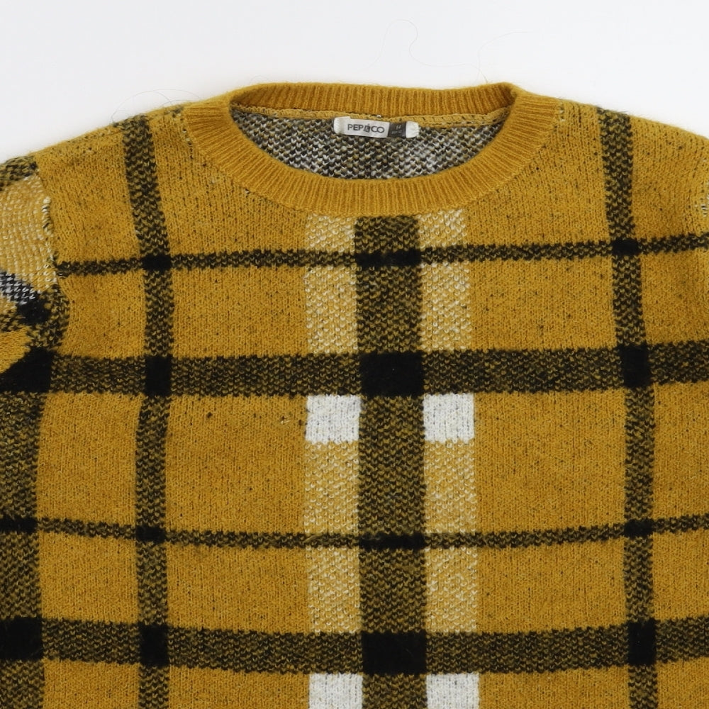 Pep&Co Womens Multicoloured Check Knit Pullover Jumper Size 14