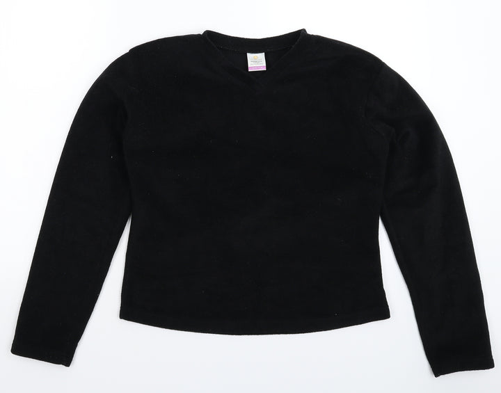 Avenue Womens Black  Fleece Pullover Sweatshirt Size 14