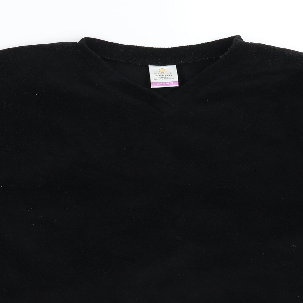 Avenue Womens Black  Fleece Pullover Sweatshirt Size 14