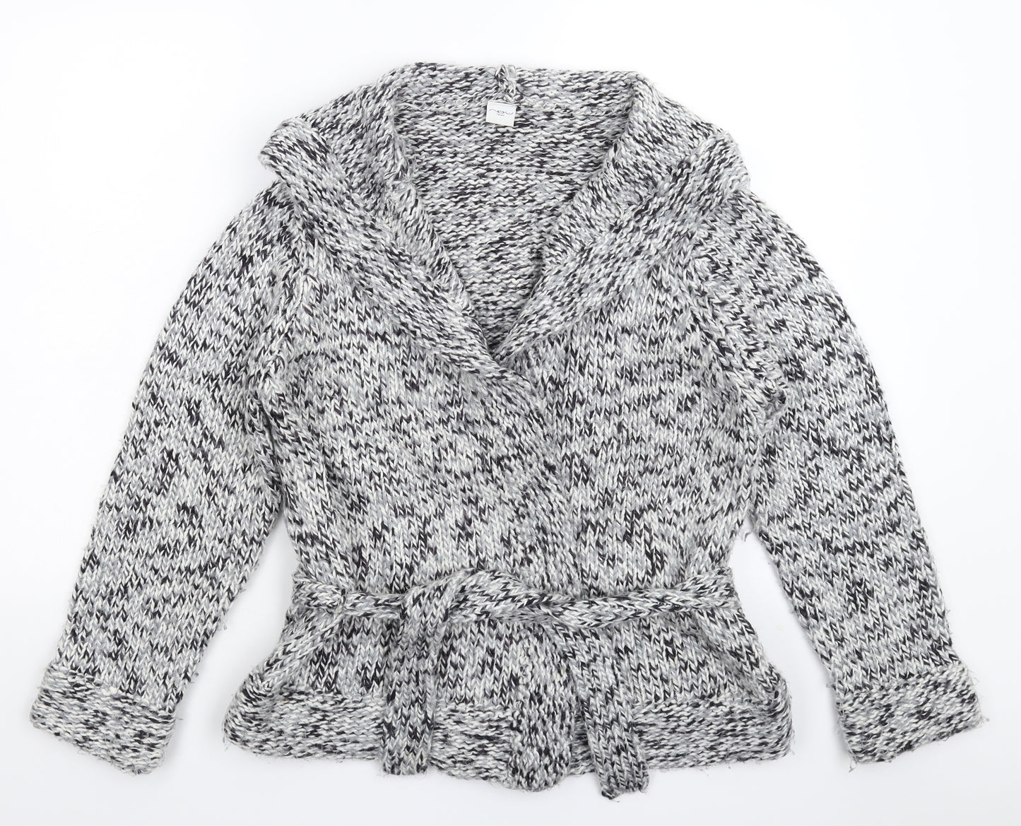 New Look Womens Grey  Knit Jacket Coatigan Size 14