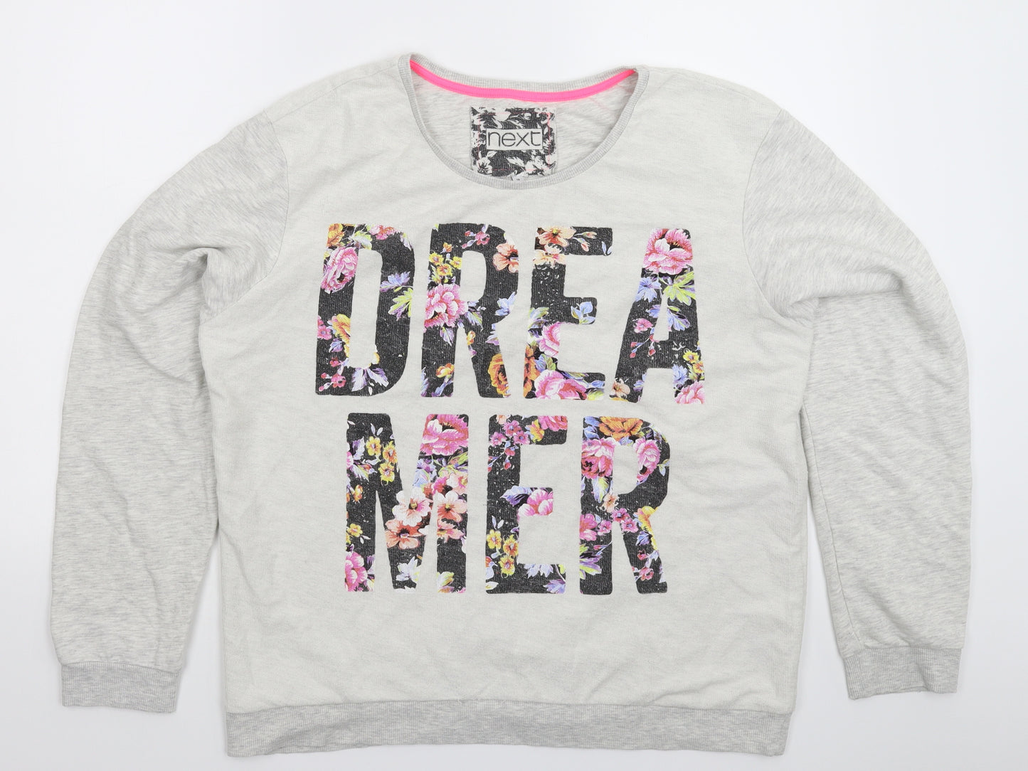 NEXT Womens Grey Floral  Pullover Sweatshirt Size 18
