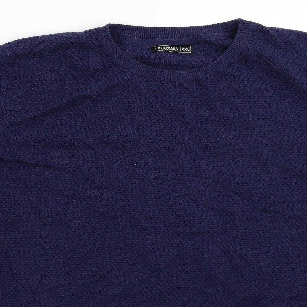 Peacocks Mens Blue  Knit Pullover Jumper Size 2XL