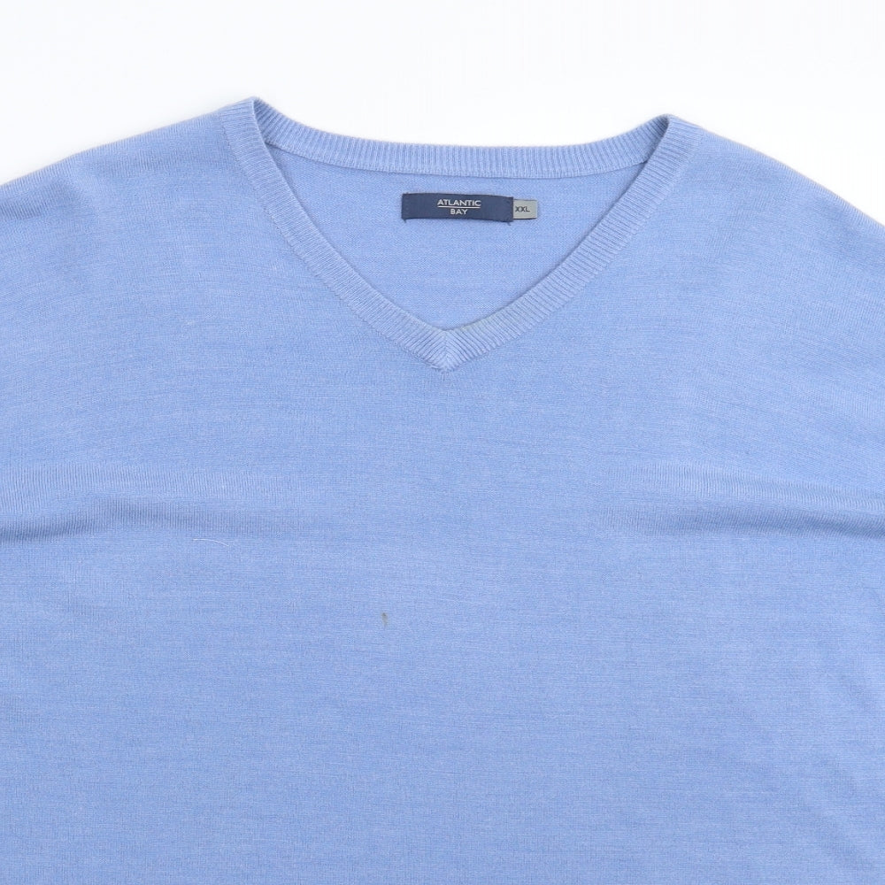 Atlantic Bay Mens Blue  Knit Pullover Jumper Size 2XL