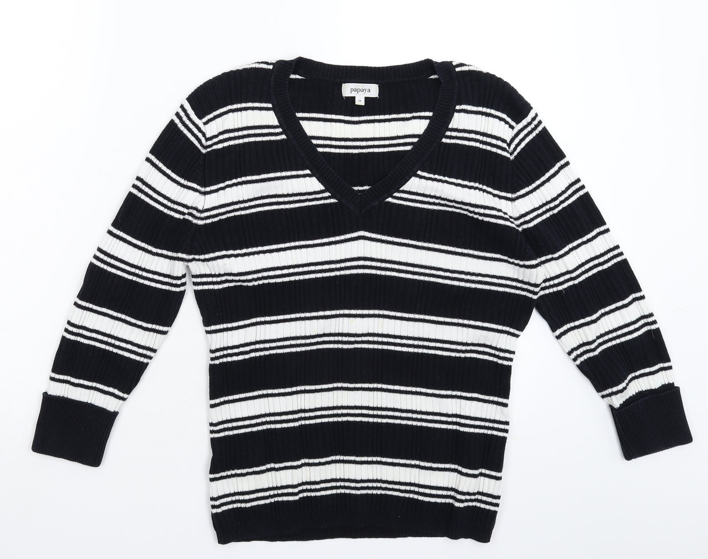 Papaya Womens Multicoloured Striped Knit Pullover Jumper Size 18
