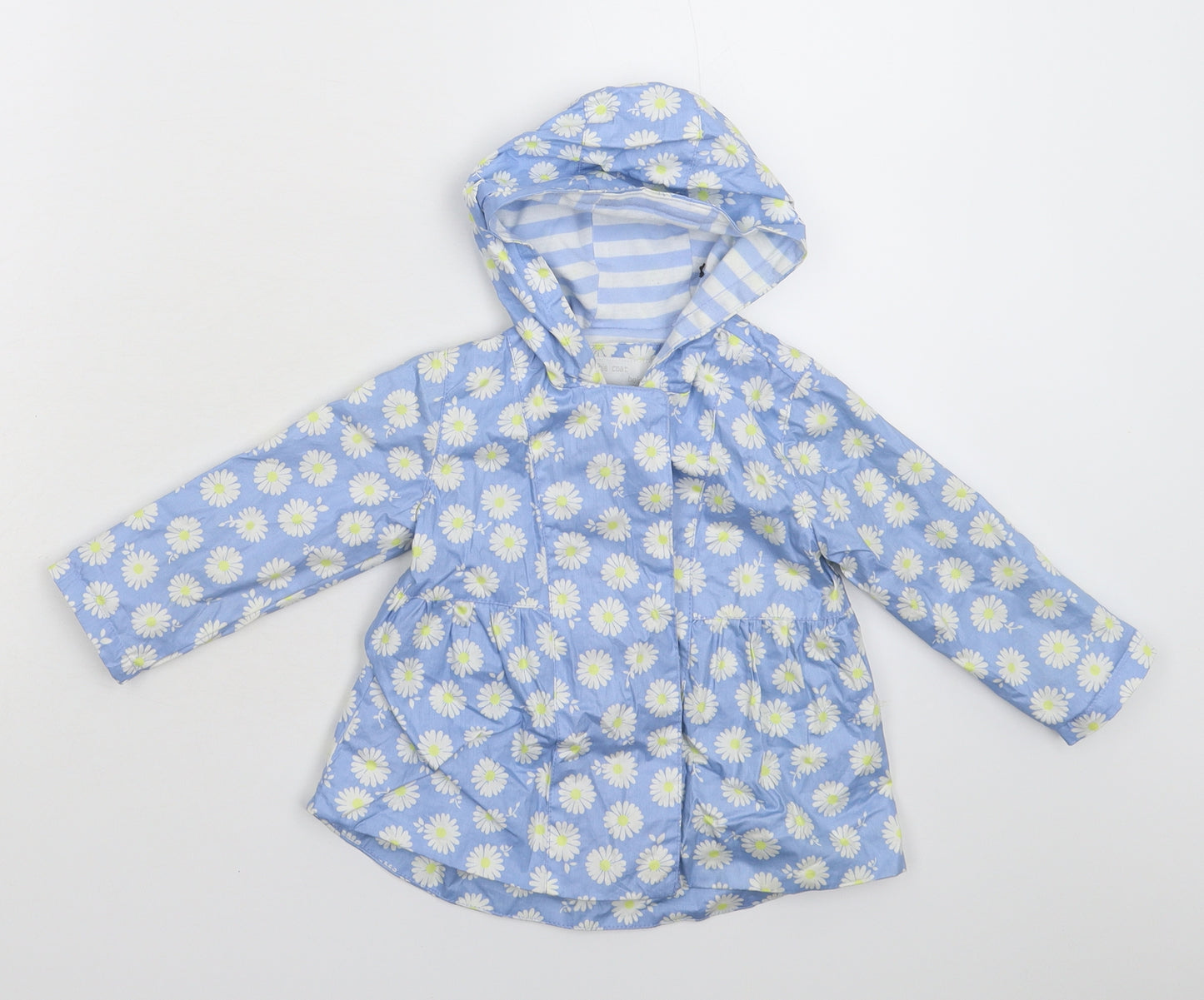TU Girls Blue Floral  Jacket Coat Size 9-12 Months