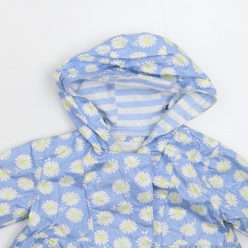 TU Girls Blue Floral  Jacket Coat Size 9-12 Months