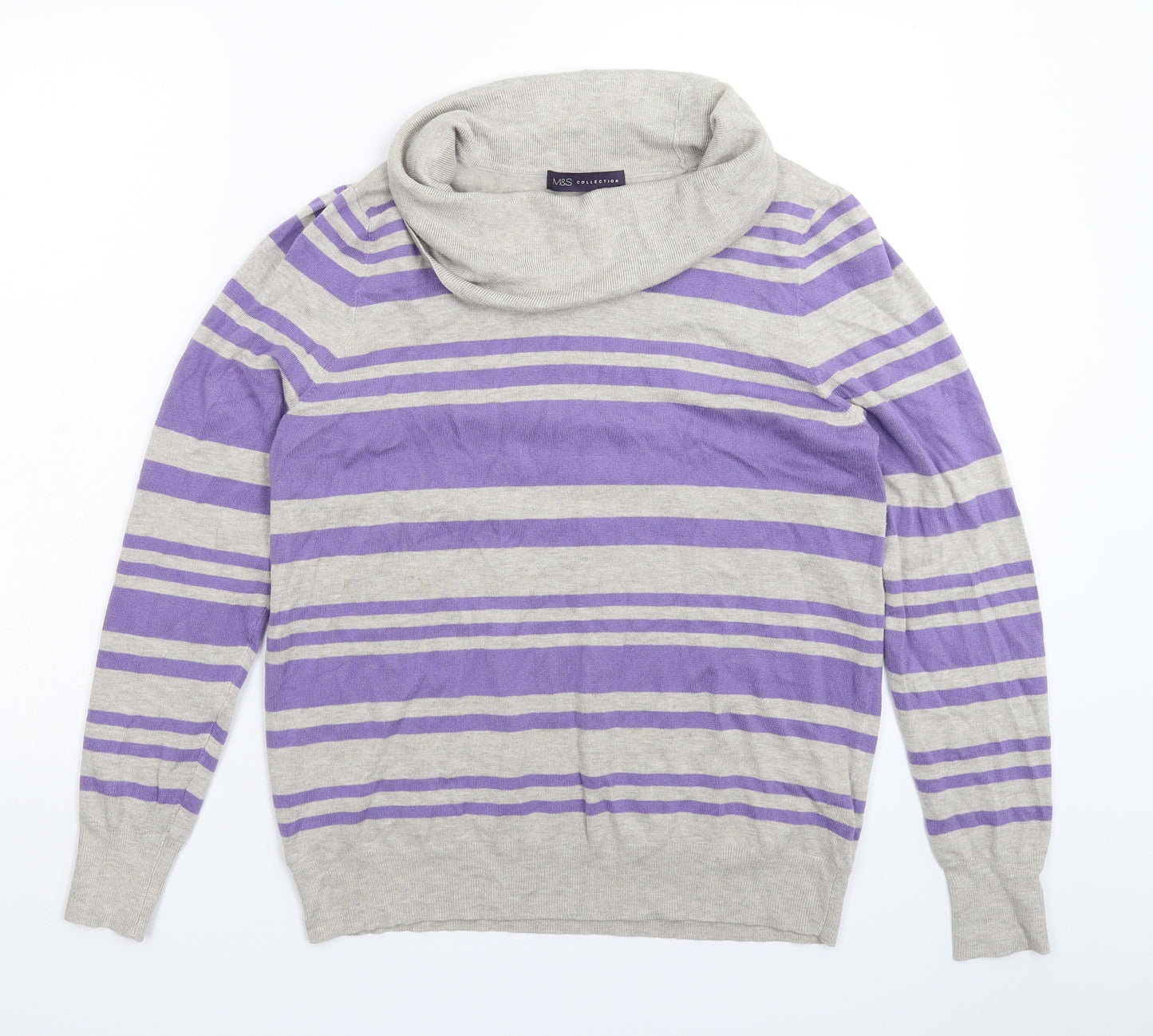 Marks and Spencer Womens Multicoloured Striped Knit Pullover Jumper Size 18