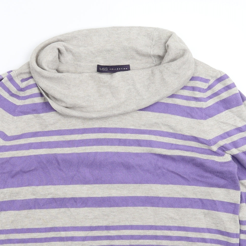 Marks and Spencer Womens Multicoloured Striped Knit Pullover Jumper Size 18