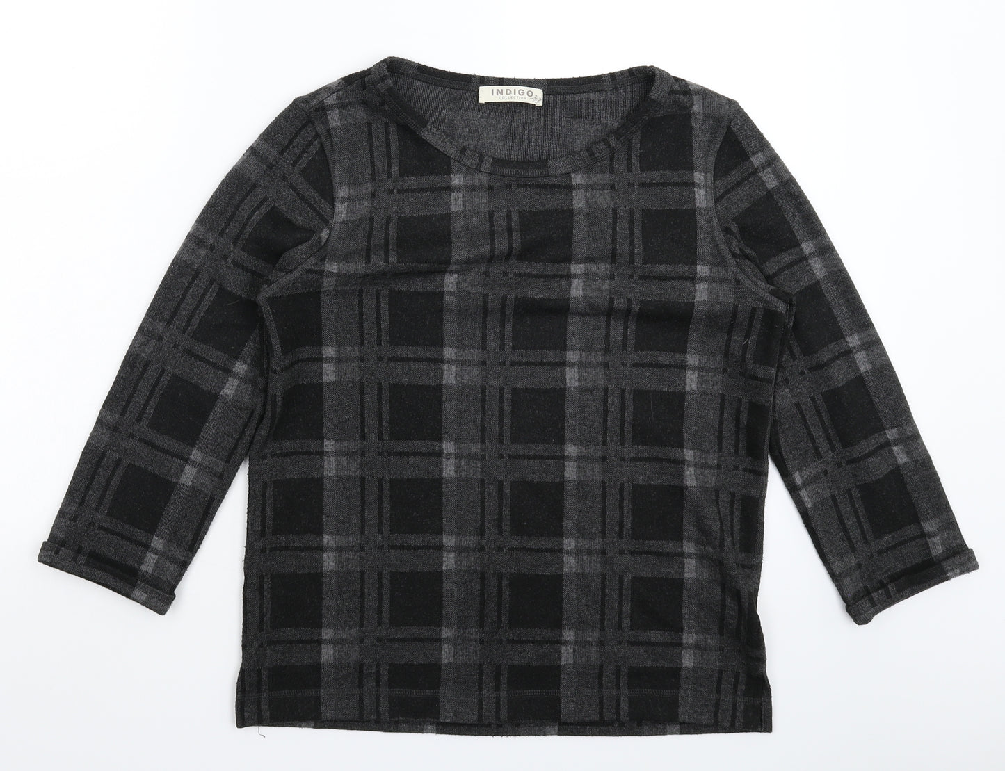 Marks and Spencer Womens Black Check Knit Pullover Jumper Size 10