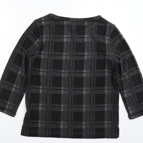 Marks and Spencer Womens Black Check Knit Pullover Jumper Size 10