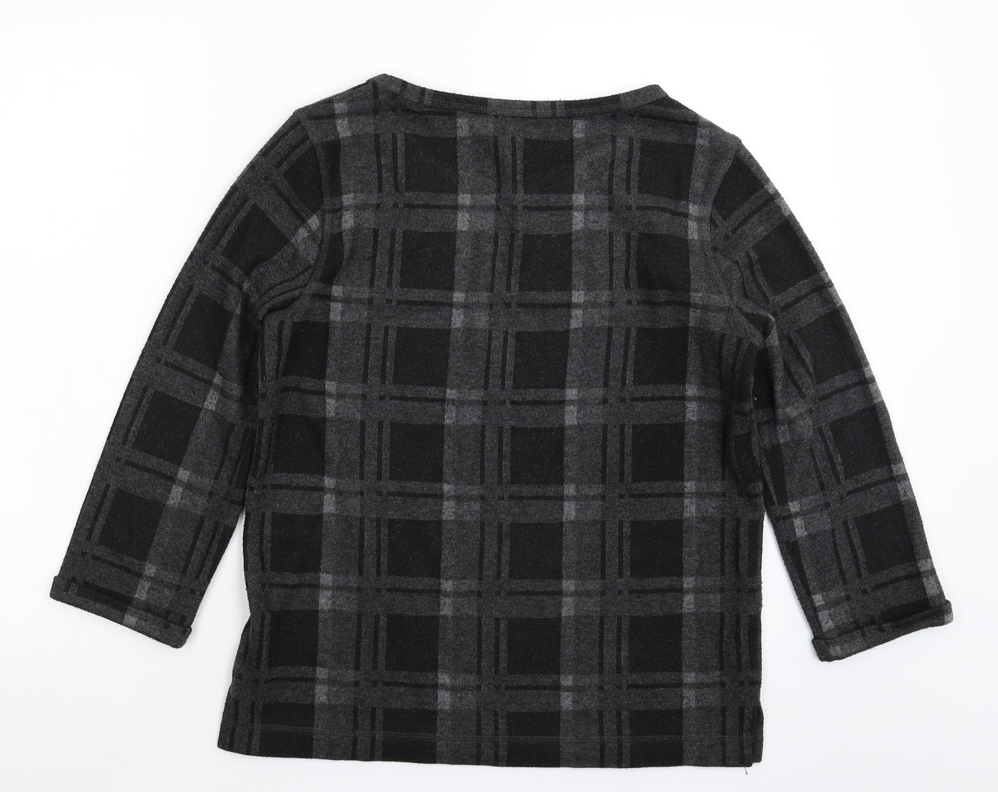 Marks and Spencer Womens Black Check Knit Pullover Jumper Size 10