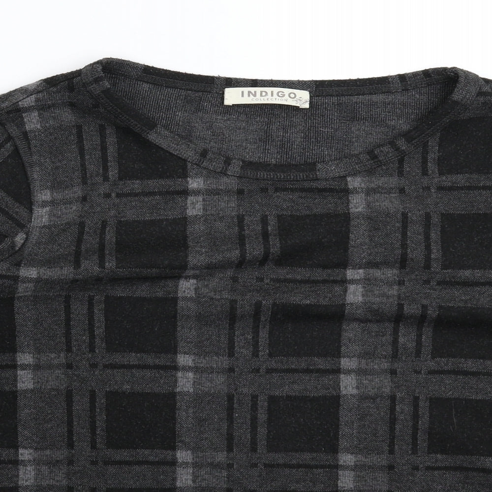 Marks and Spencer Womens Black Check Knit Pullover Jumper Size 10