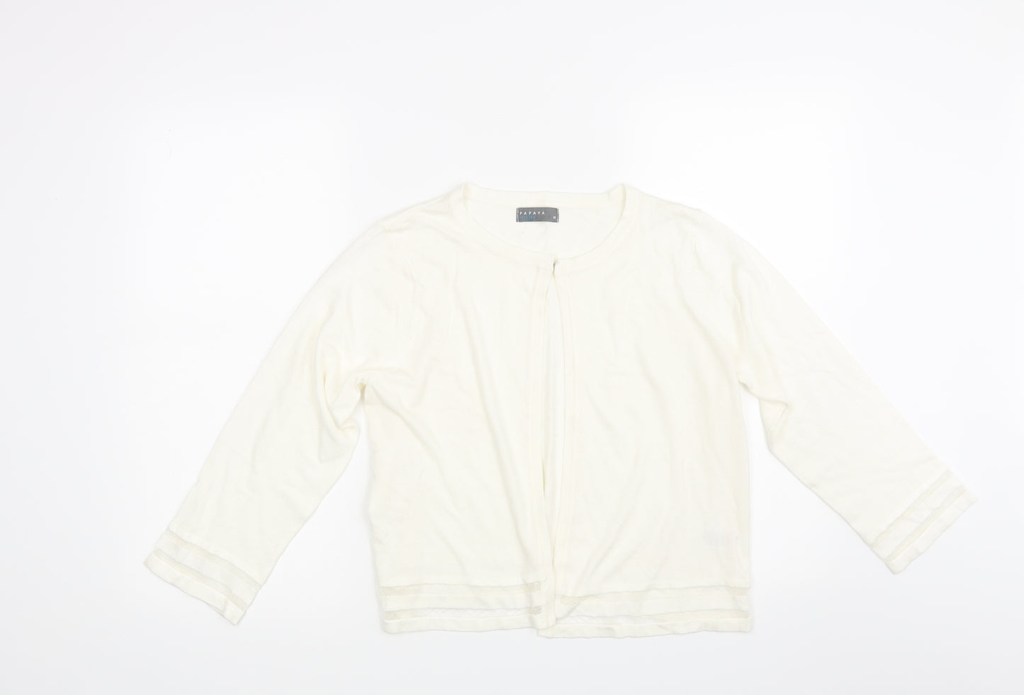 Papaya Womens White  Knit Cardigan Jumper Size 14
