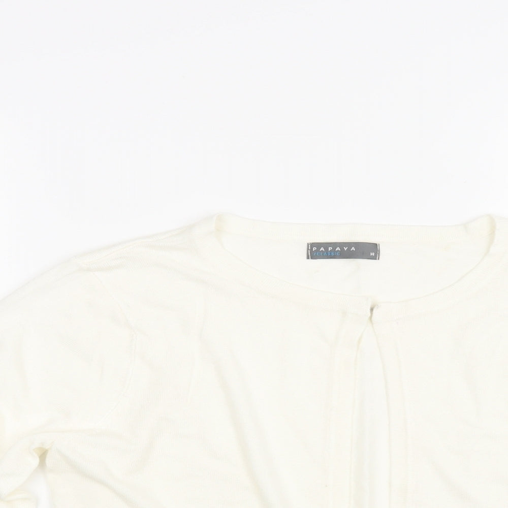 Papaya Womens White  Knit Cardigan Jumper Size 14