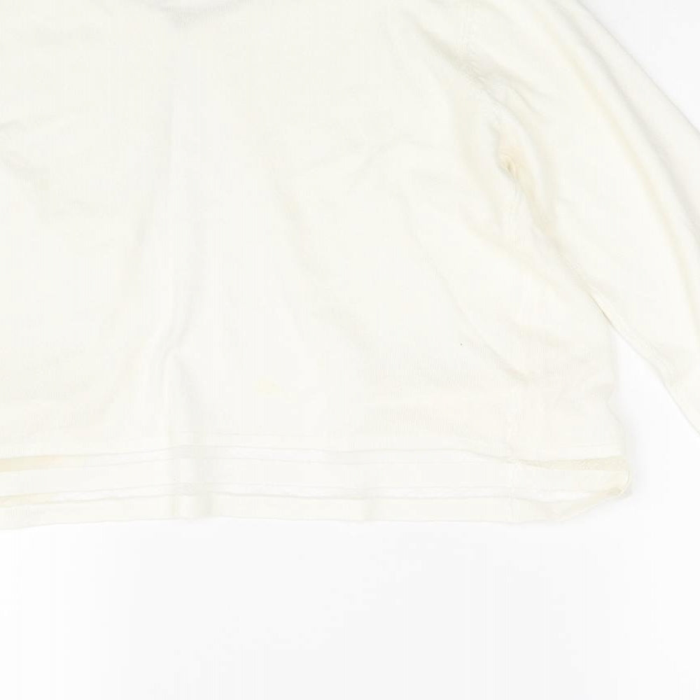 Papaya Womens White  Knit Cardigan Jumper Size 14