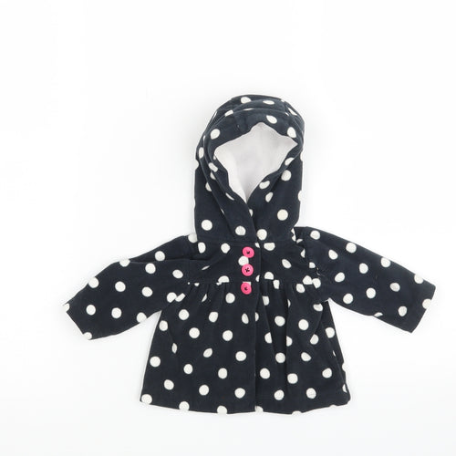 Carters Baby Blue Polka Dot Fleece Basic Coat Coat Size 0-3 Months