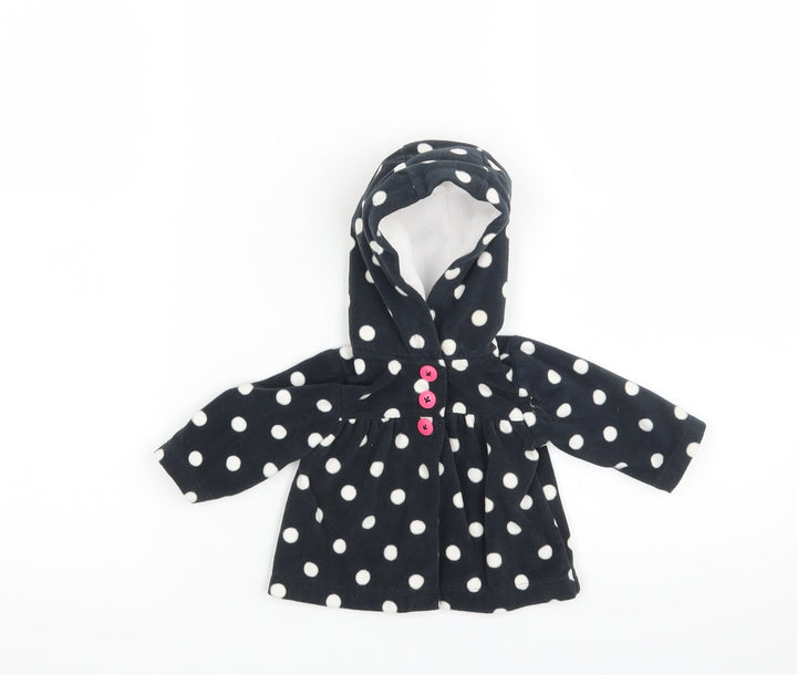 Carters Baby Blue Polka Dot Fleece Basic Coat Coat Size 0-3 Months