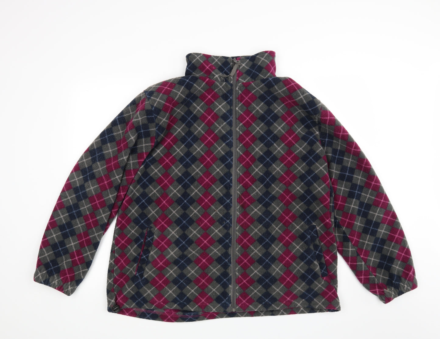 Damart Womens Red Check Fleece Jacket Coat Size 20