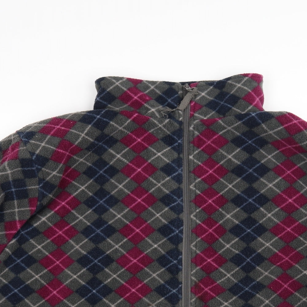 Damart Womens Red Check Fleece Jacket Coat Size 20