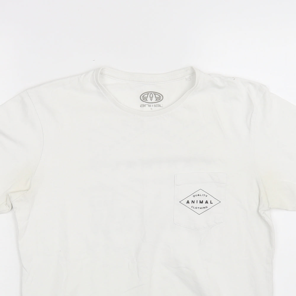Animal Mens White    T-Shirt Size S