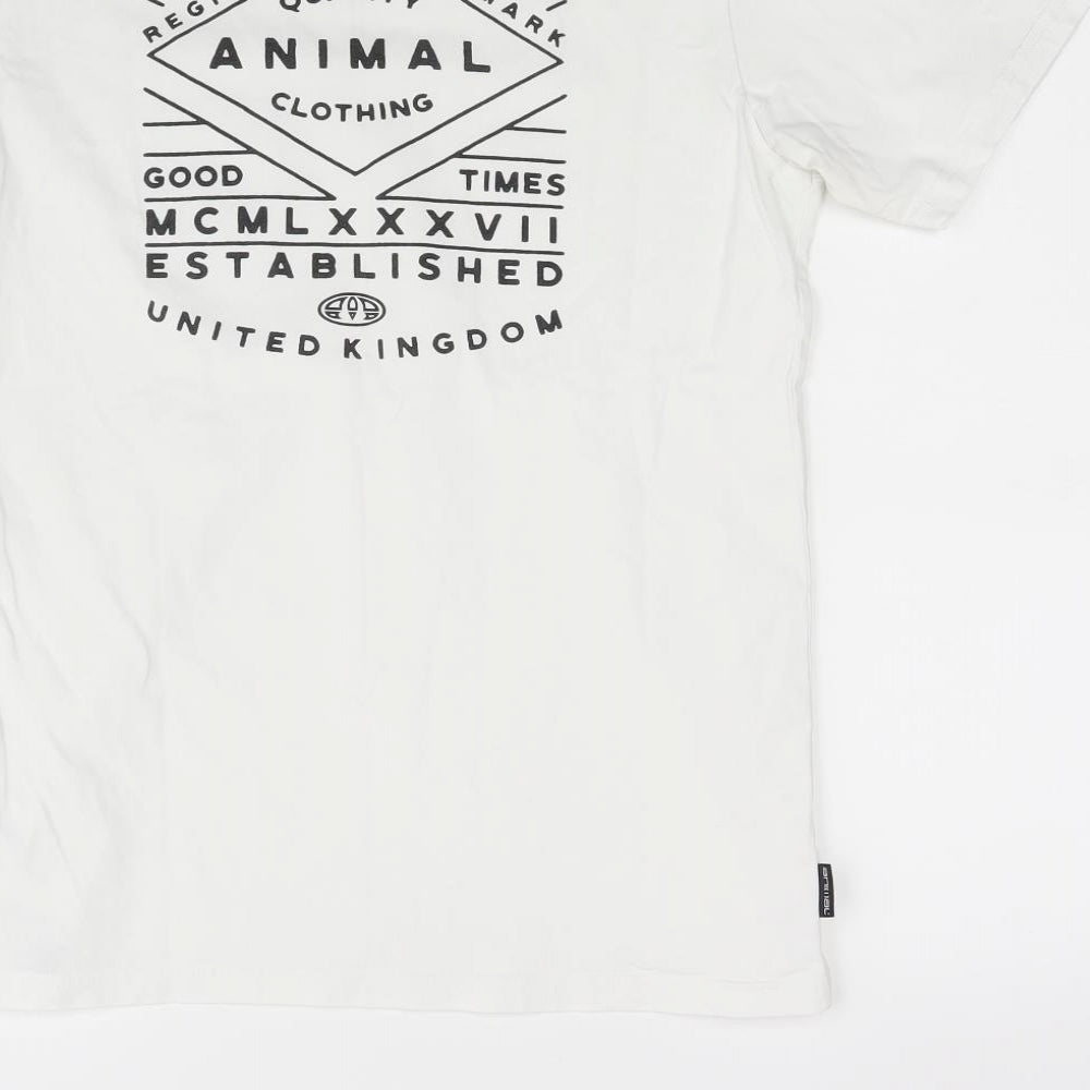 Animal Mens White    T-Shirt Size S