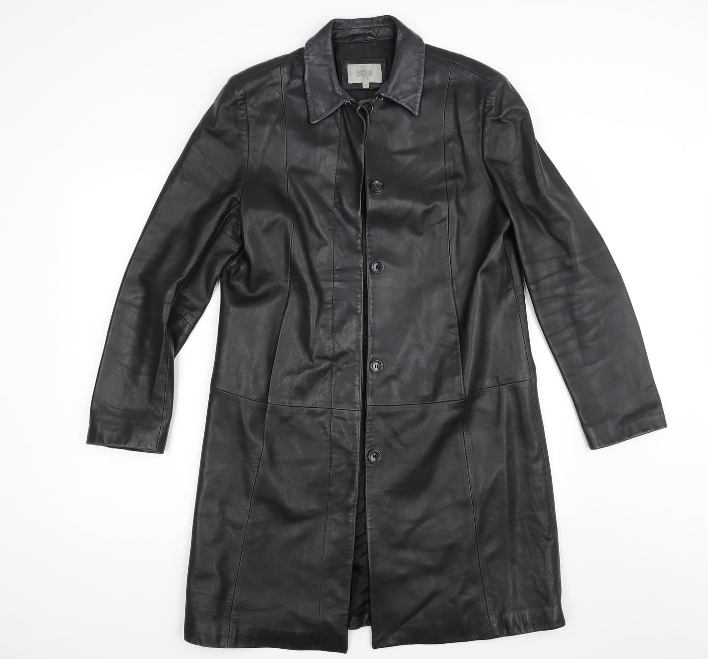 Marks and Spencer Womens Black   Overcoat Coat Size 12