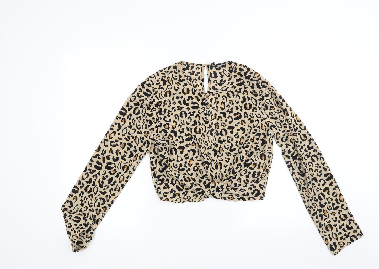 Divided Womens Brown Animal Print  Basic Blouse Size 8