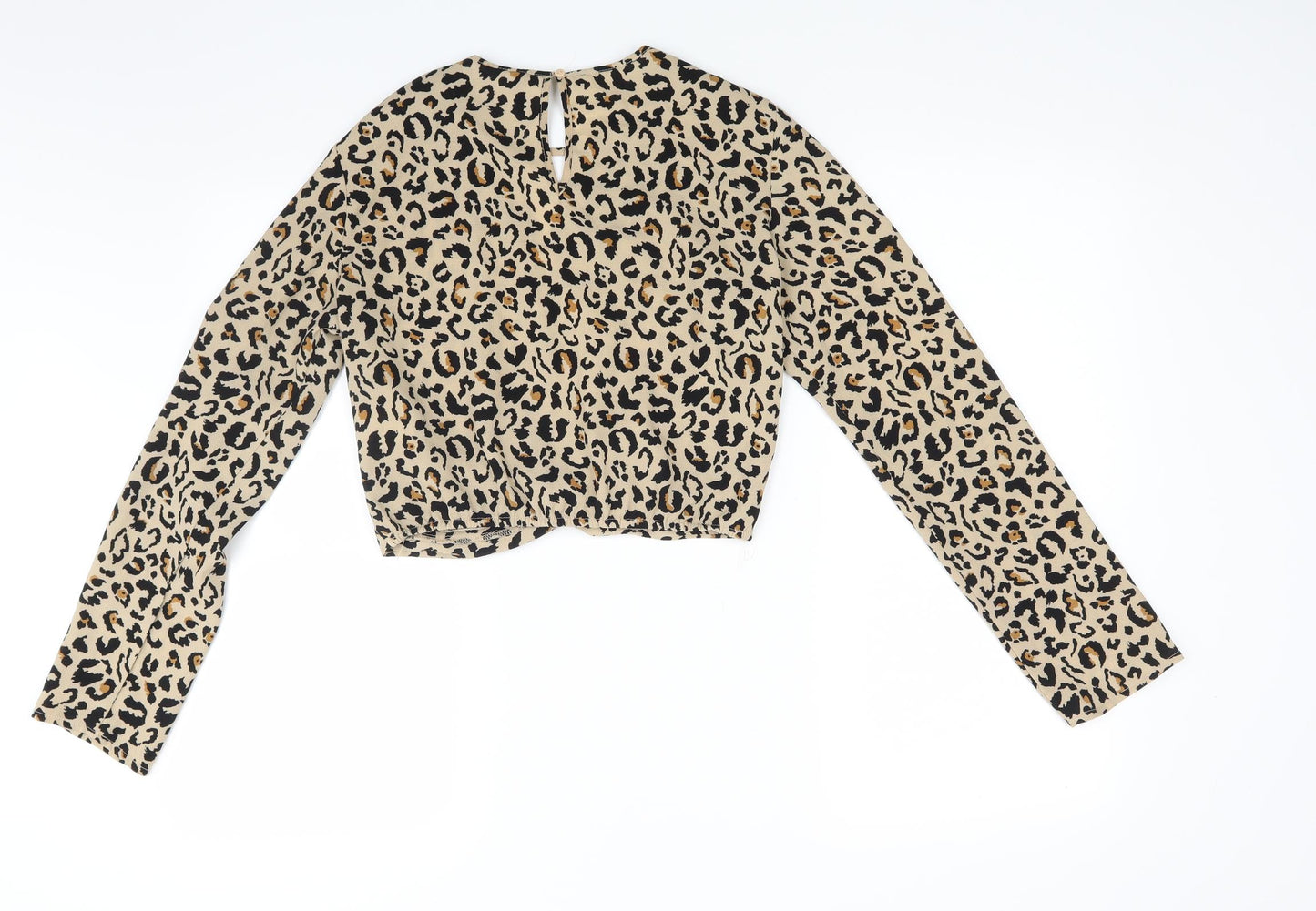 Divided Womens Brown Animal Print  Basic Blouse Size 8