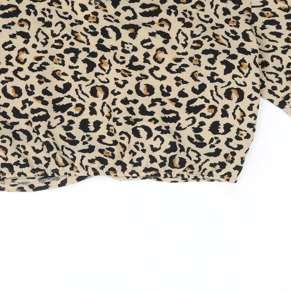 Divided Womens Brown Animal Print  Basic Blouse Size 8