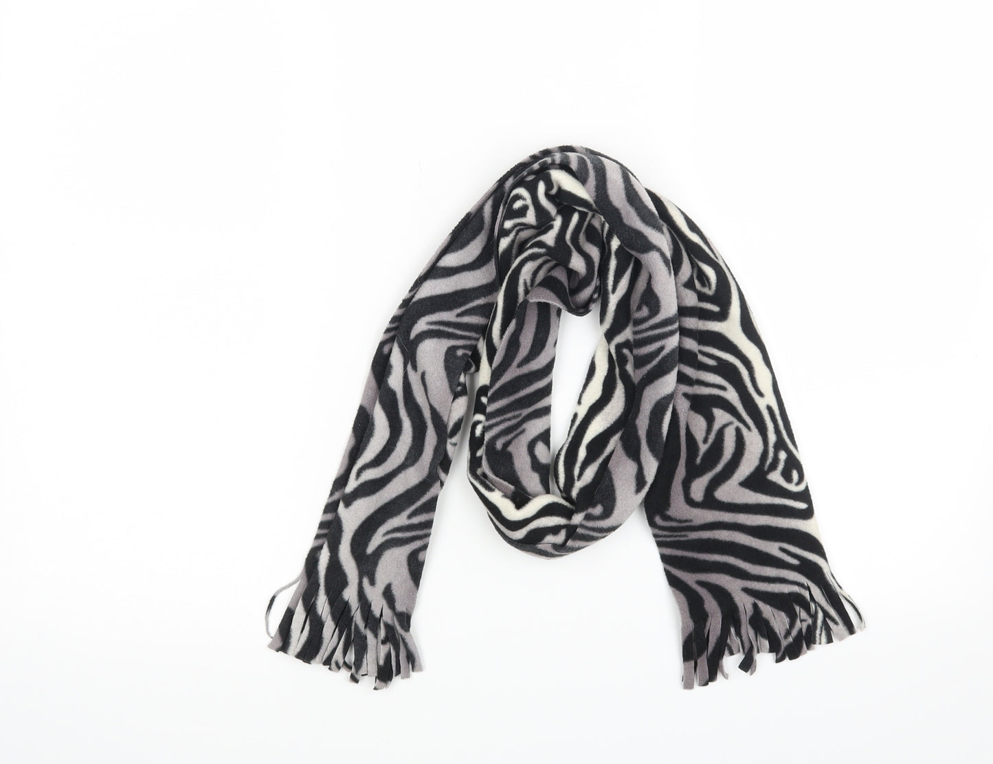 Preworn Womens Grey Animal Print Fleece  Scarf