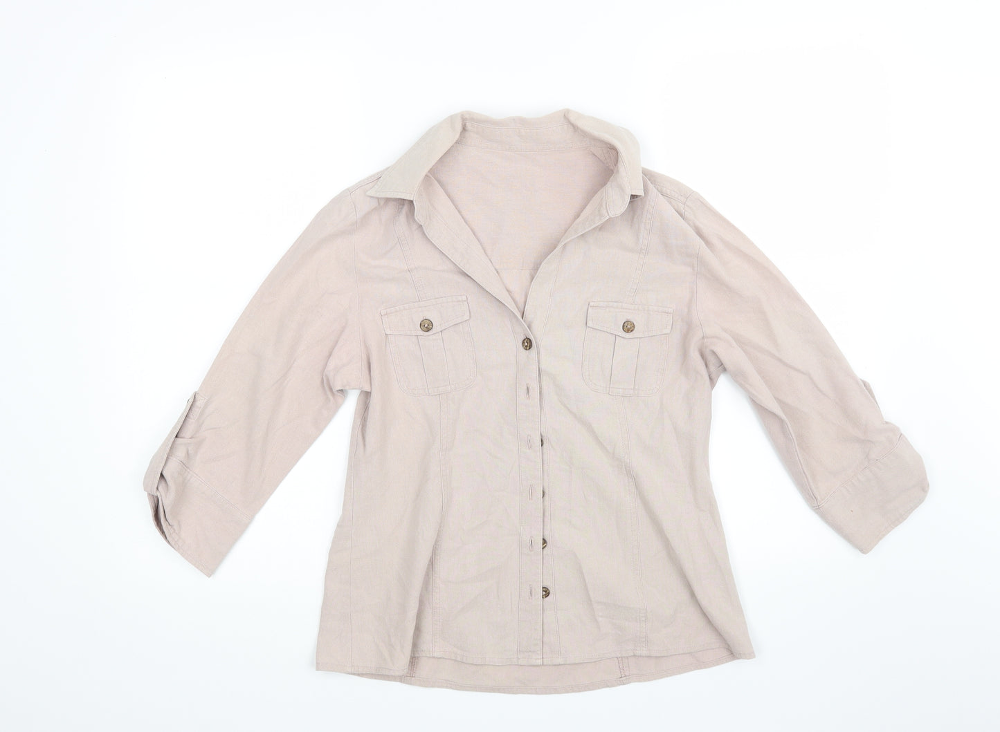 The earth collection Womens Beige   Basic Button-Up Size S