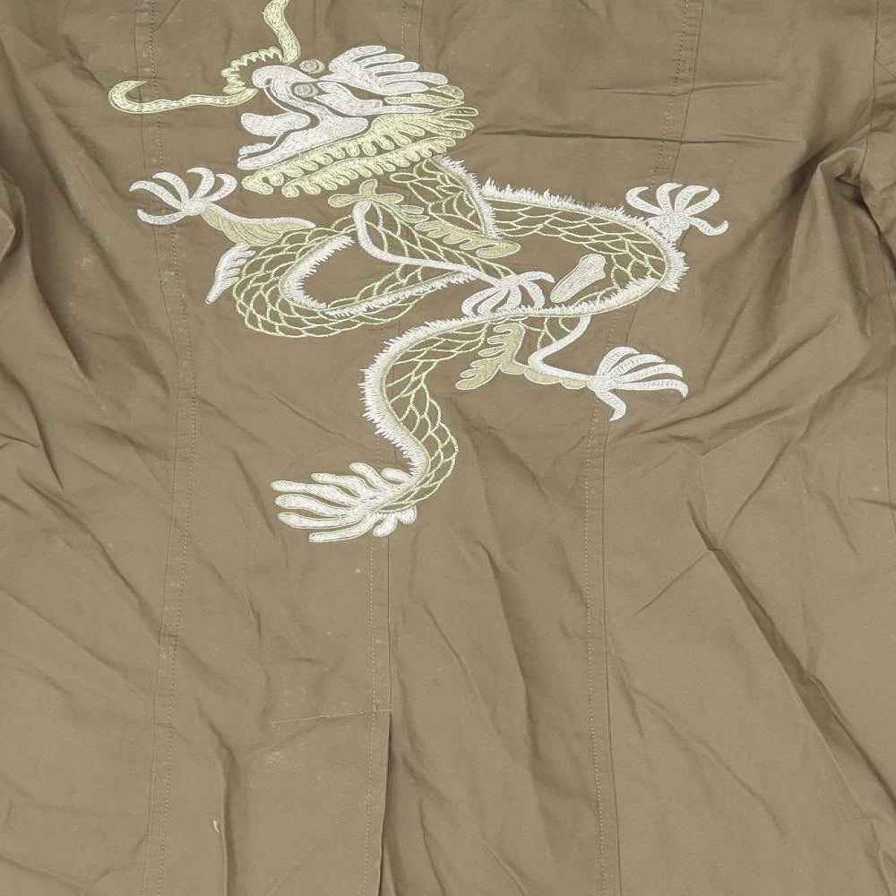 Todays Woman Womens Brown   Basic Button-Up Size 10  - Dragon Print