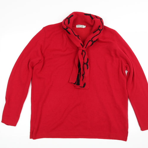 Envy us Womens Red  Knit Pullover Jumper Size XL
