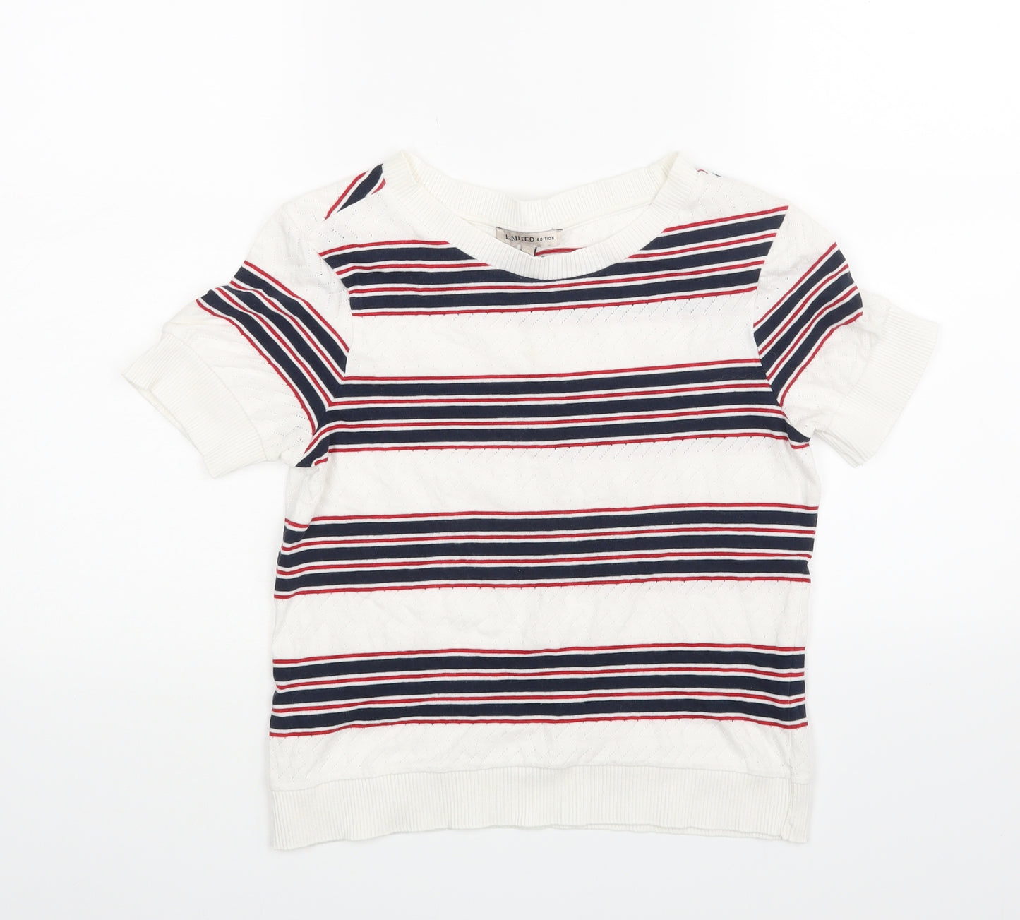 Marks and Spencer Womens White Striped Knit Pullover Jumper Size 10
