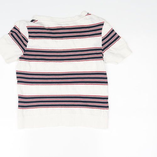 Marks and Spencer Womens White Striped Knit Pullover Jumper Size 10