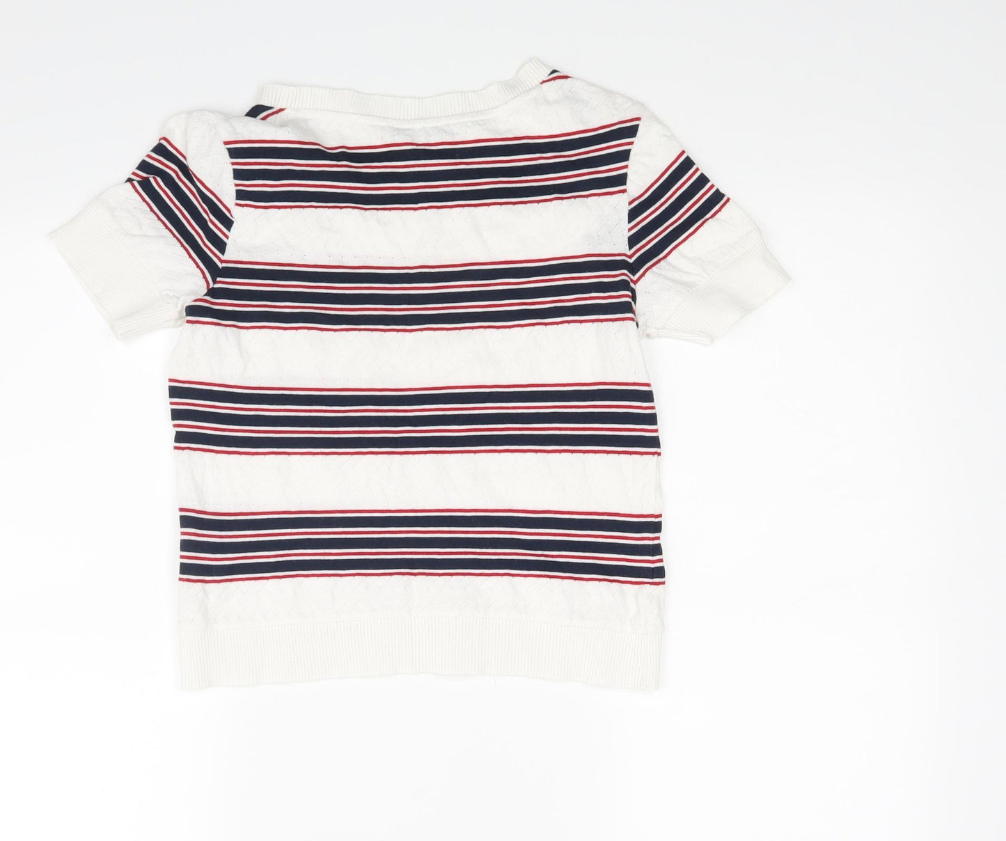 Marks and Spencer Womens White Striped Knit Pullover Jumper Size 10