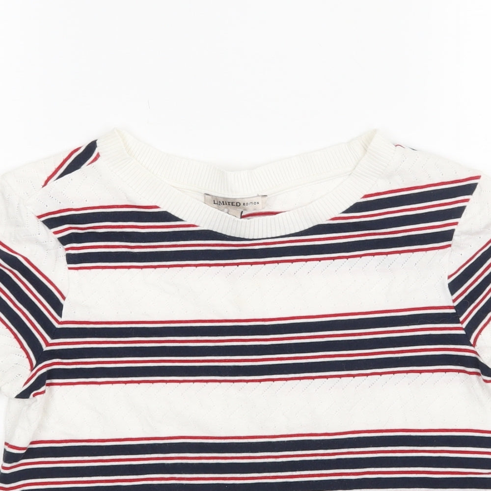 Marks and Spencer Womens White Striped Knit Pullover Jumper Size 10