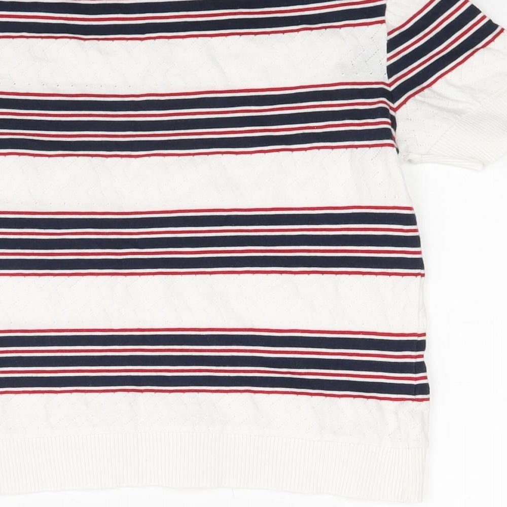 Marks and Spencer Womens White Striped Knit Pullover Jumper Size 10