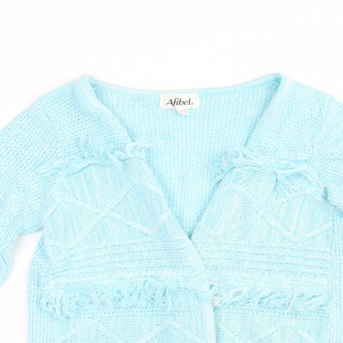 Afibel Womens Blue  Knit Cardigan Jumper Size 14