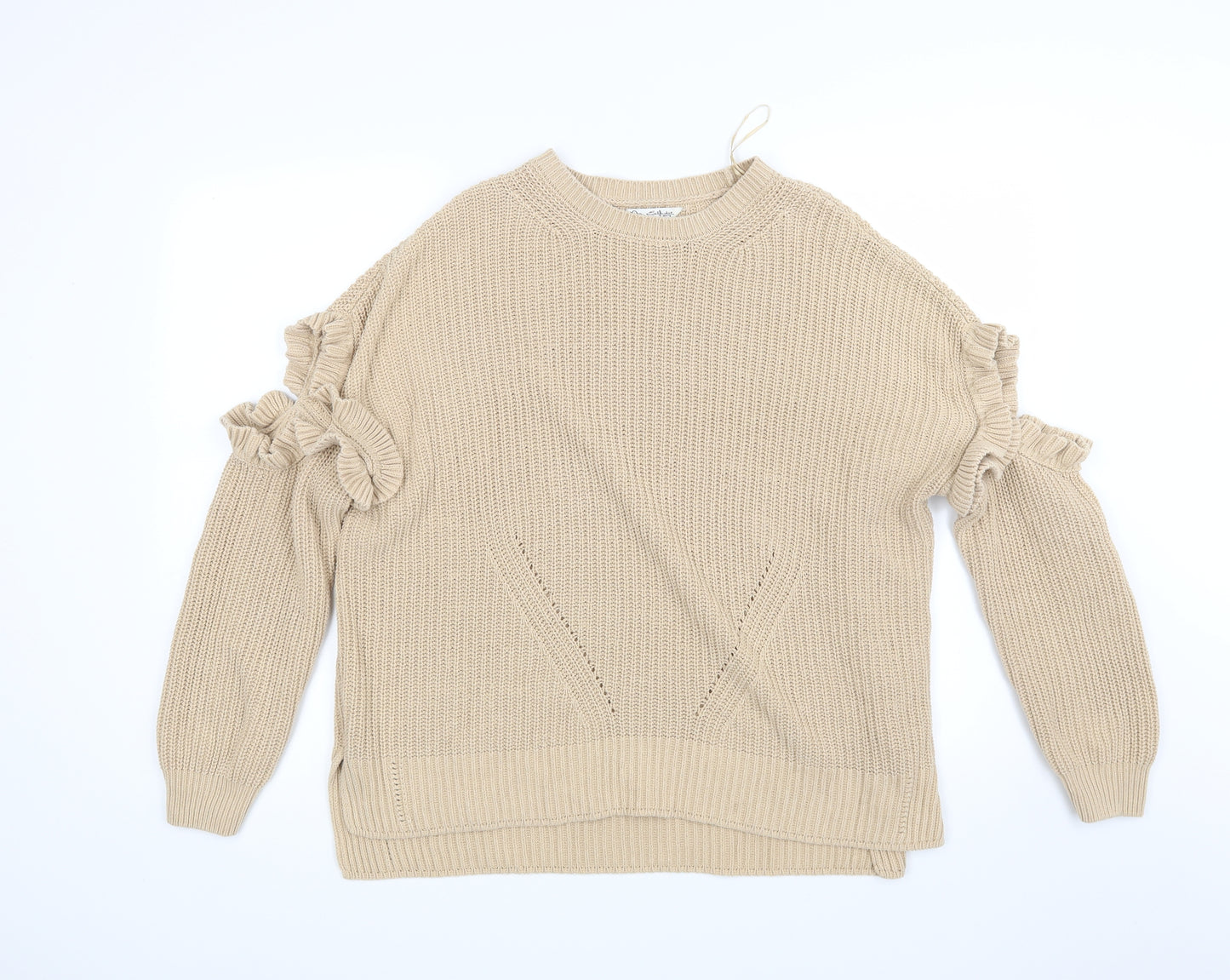 Miss Selfridge Womens Beige  Knit Pullover Jumper Size 12