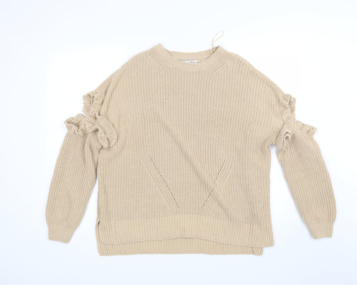 Miss Selfridge Womens Beige  Knit Pullover Jumper Size 12