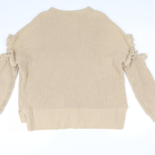 Miss Selfridge Womens Beige  Knit Pullover Jumper Size 12