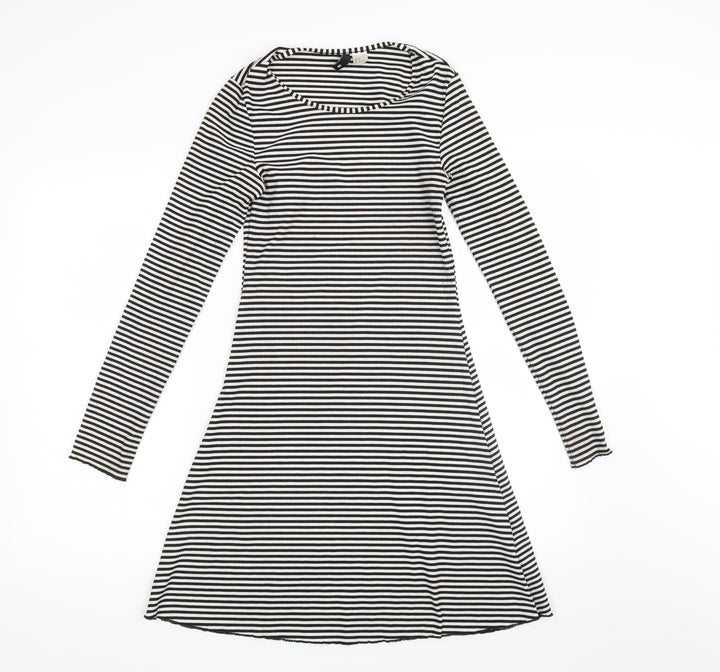Divided Womens White Striped  A-Line  Size 8