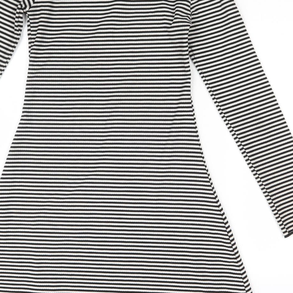 Divided Womens White Striped  A-Line  Size 8
