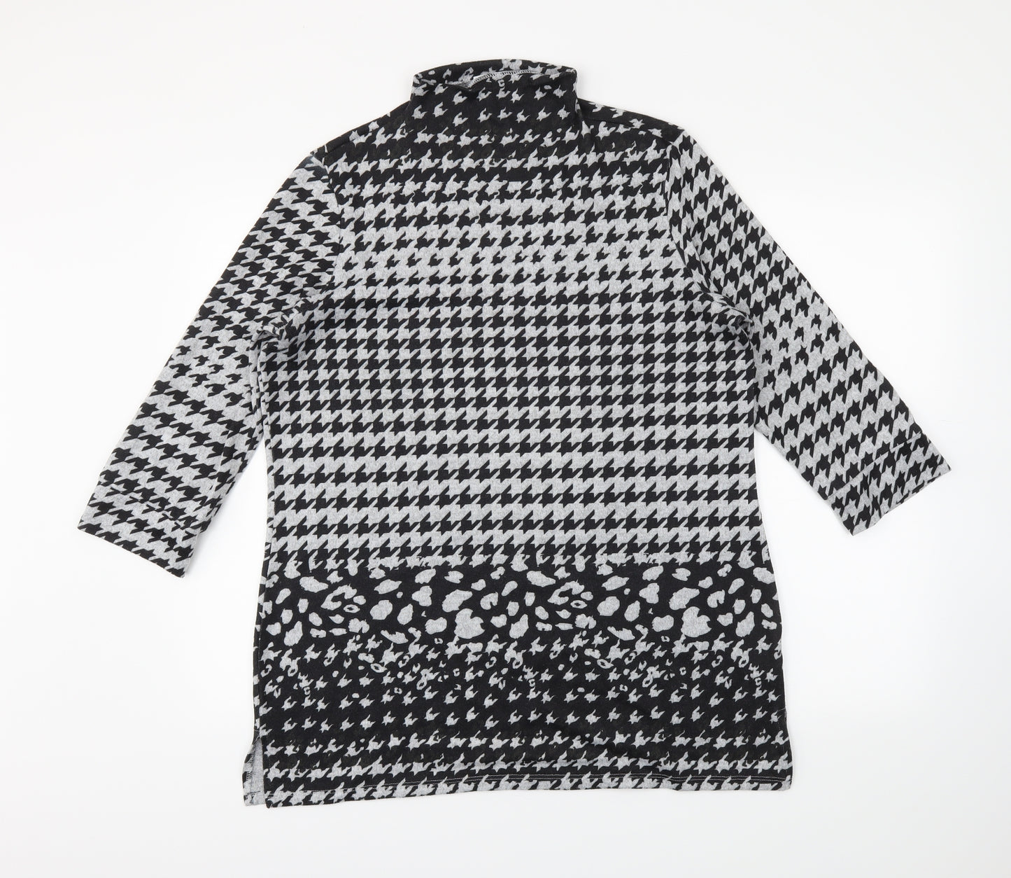 Papaya Womens Grey Houndstooth  Tunic Jumper Size 18