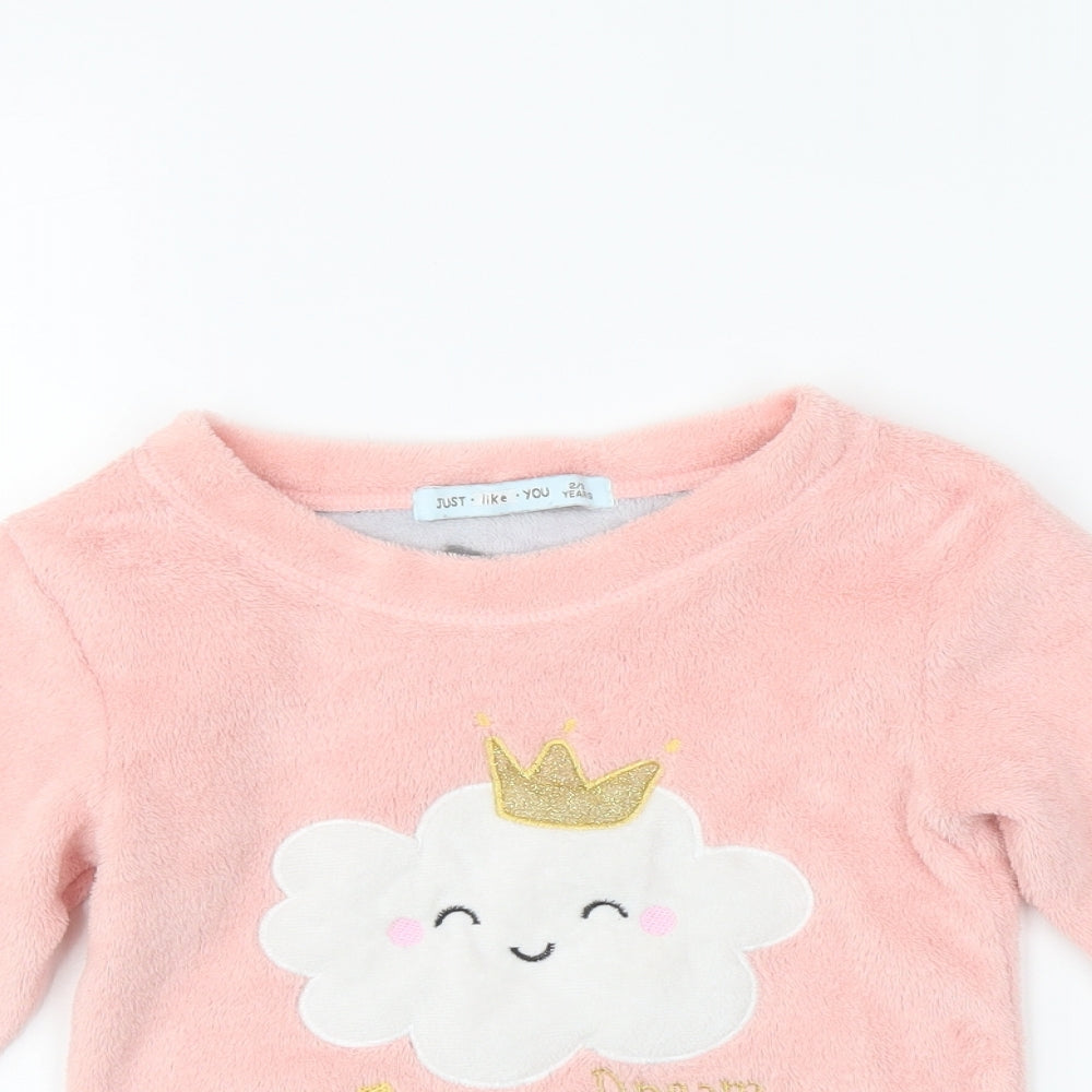just like you Girls Pink Solid  Capri Pyjama Set Size 2-3 Years