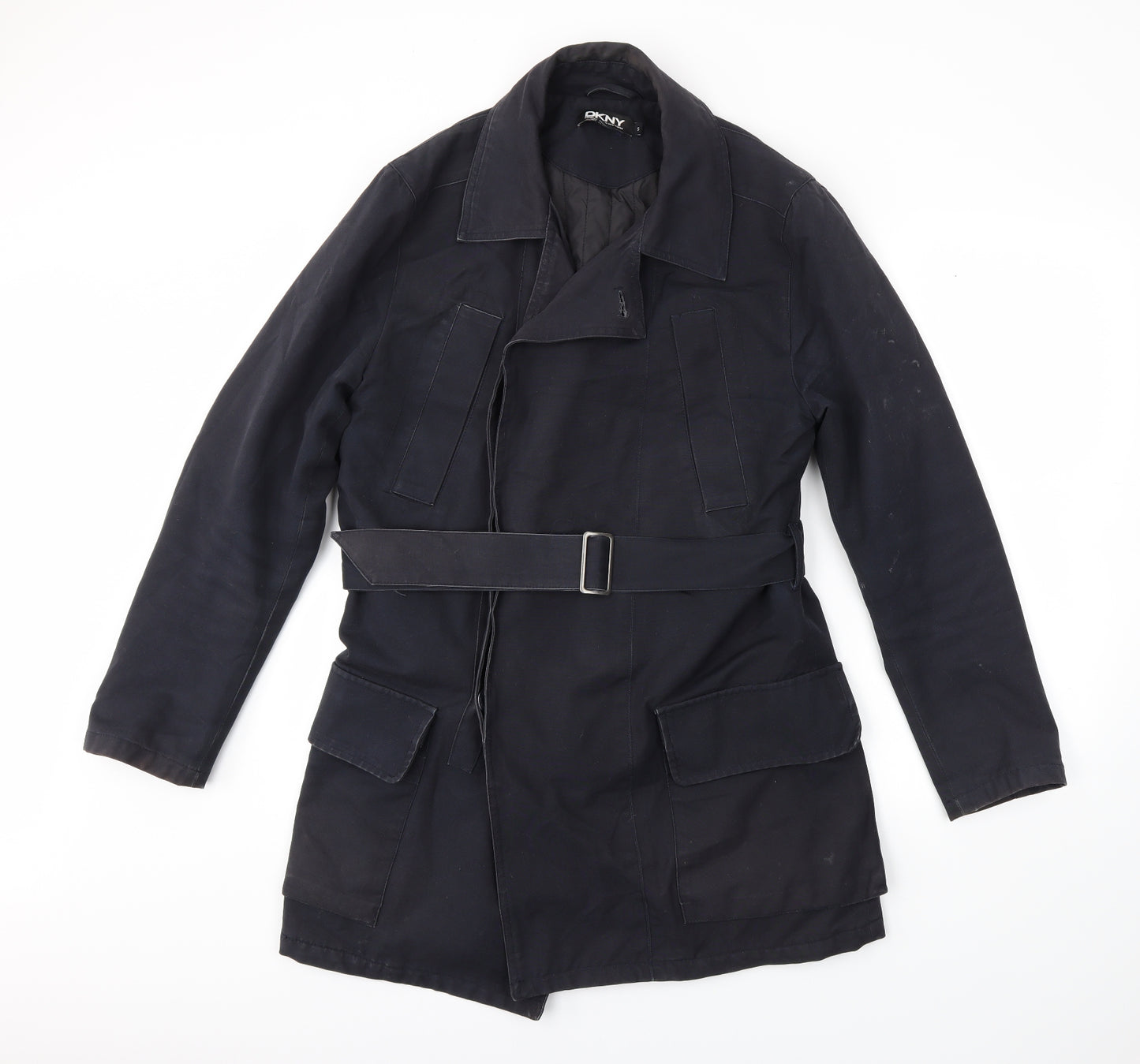 DKNY Mens Black   Overcoat Coat Size S