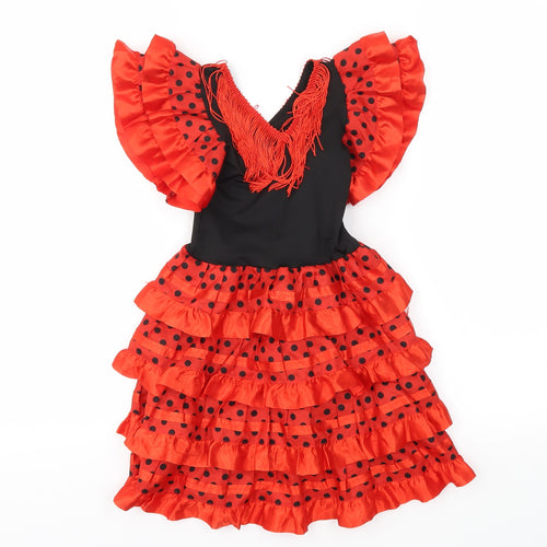 Preworn Girls Red Polka Dot  Ball Gown  Size 2 Years