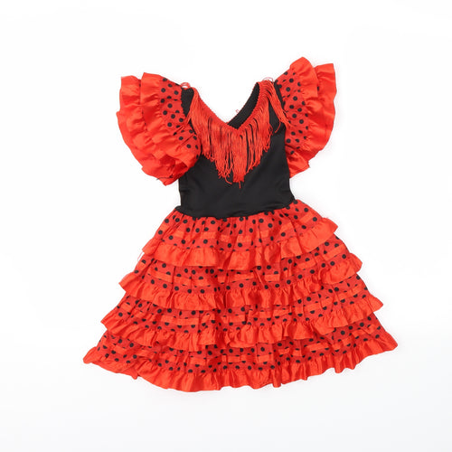 Preworn Girls Red Polka Dot  Ball Gown  Size 2 Years