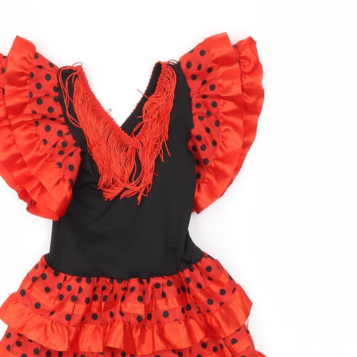 Preworn Girls Red Polka Dot  Ball Gown  Size 2 Years